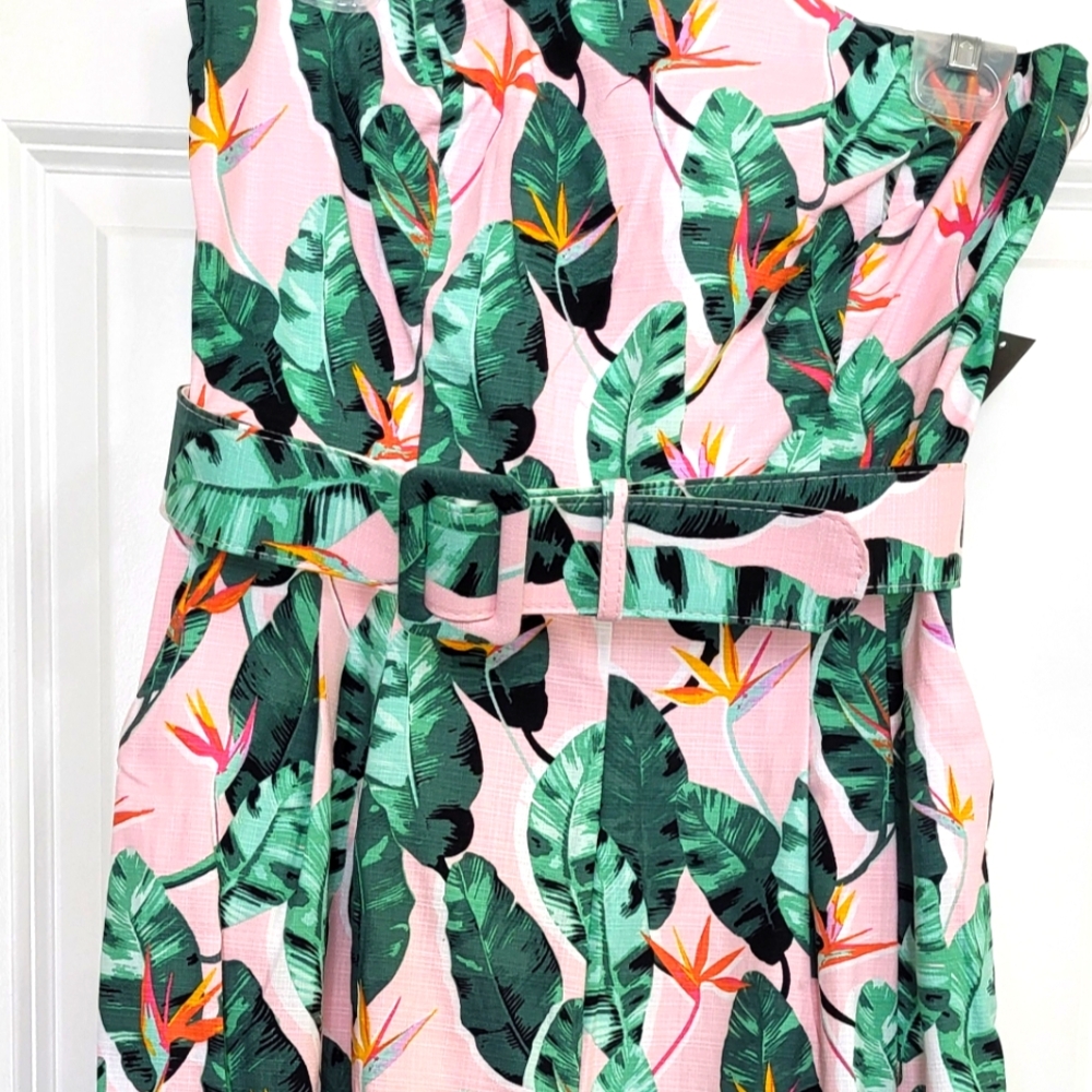 Strapless belted jumpsuit